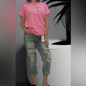 Risen Girlfriend High Rise Distressed Jeans Juniors Size 15 Womens Size 32